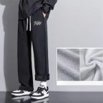 Men's Fleece-Lined Sweatpants - Black Relaxed Fit Joggers for Winter - Image 3
